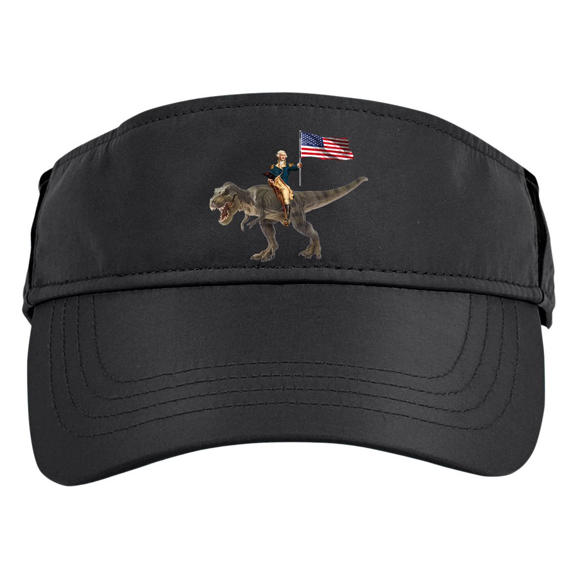 George Washington On A Dinosaur Adult Drive Performance Visor