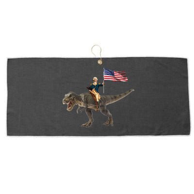 George Washington On A Dinosaur Large Microfiber Waffle Golf Towel