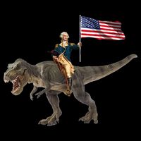 George Washington On A Dinosaur Youth Performance Sprint T-Shirt