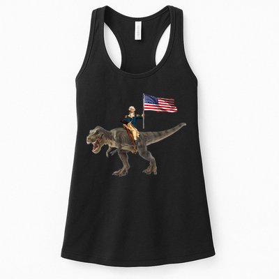 George Washington On A Dinosaur Womens Tank Top