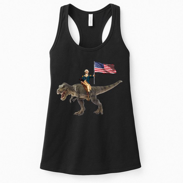 George Washington On A Dinosaur Womens Tank Top