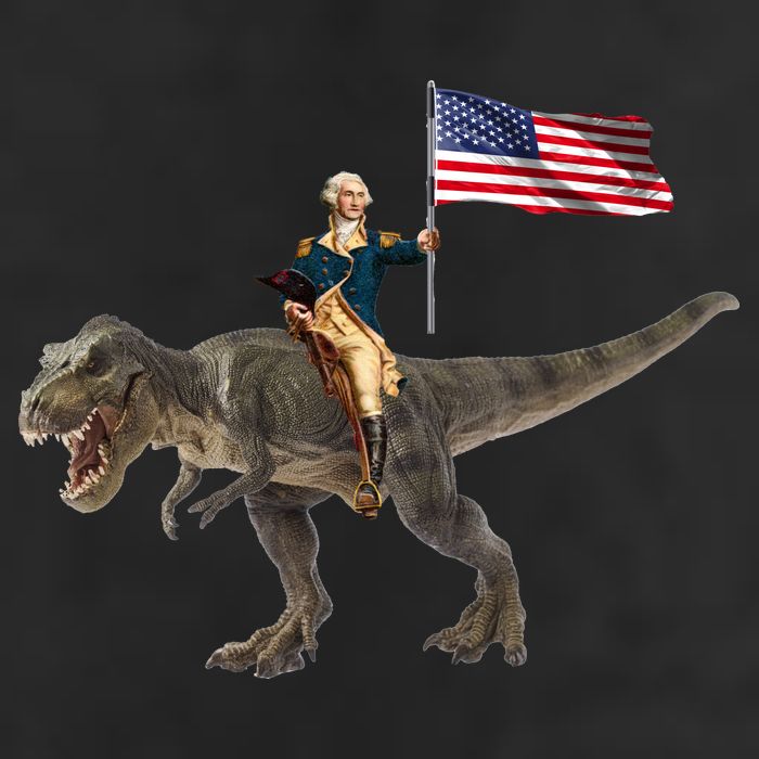 George Washington On A Dinosaur Golf Towel