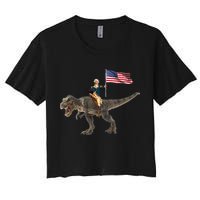 George Washington On A Dinosaur Women's Crop Top Tee