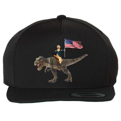 George Washington On A Dinosaur Wool Snapback Cap