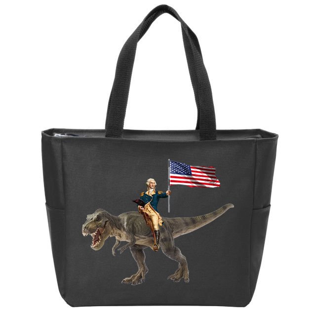 George Washington On A Dinosaur Zip Tote Bag