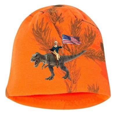 George Washington On A Dinosaur Kati - Camo Knit Beanie