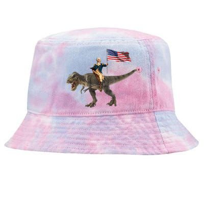 George Washington On A Dinosaur Tie-Dyed Bucket Hat