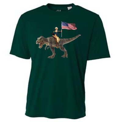 George Washington On A Dinosaur Cooling Performance Crew T-Shirt