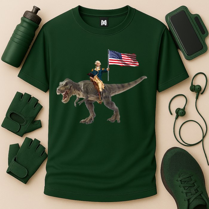George Washington On A Dinosaur Performance Shirt