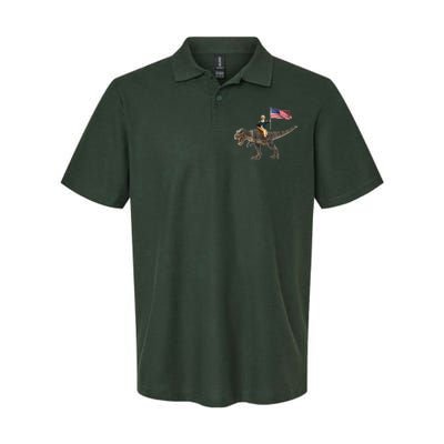 George Washington On A Dinosaur Softstyle Adult Sport Polo