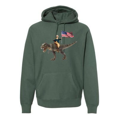 George Washington On A Dinosaur Premium Hoodie