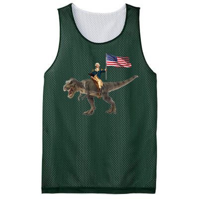 George Washington On A Dinosaur Mesh Reversible Basketball Jersey Tank