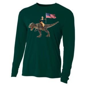 George Washington On A Dinosaur Cooling Performance Long Sleeve Crew