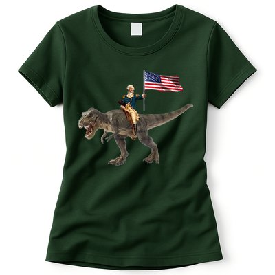 George Washington On A Dinosaur Womens T-Shirt