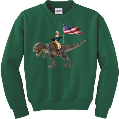 George Washington On A Dinosaur Kids Sweatshirt