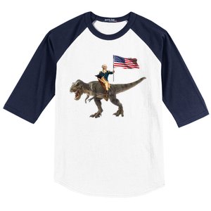 George Washington On A Dinosaur Baseball Sleeve Shirt