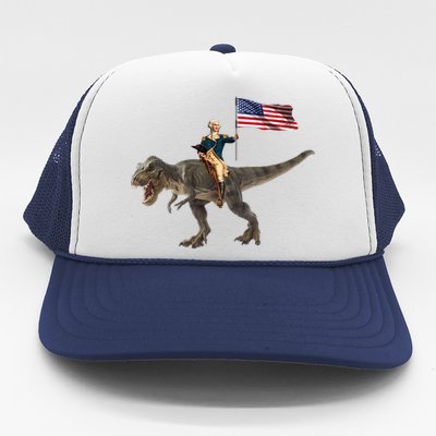 George Washington On A Dinosaur Trucker Hat