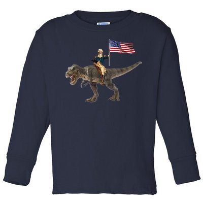 George Washington On A Dinosaur Toddler Long Sleeve Shirt