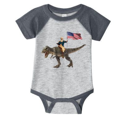 George Washington On A Dinosaur Infant Baby Jersey Bodysuit