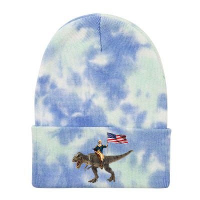 George Washington On A Dinosaur Tie Dye 12in Knit Beanie