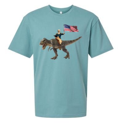 George Washington On A Dinosaur Sueded Cloud Jersey T-Shirt