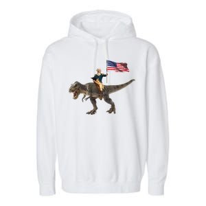 George Washington On A Dinosaur Garment-Dyed Fleece Hoodie