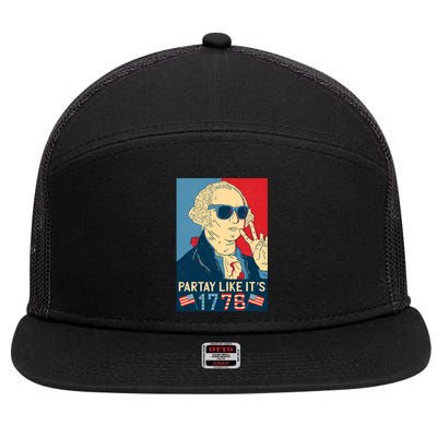 George Washington Party Like Its 1776 7 Panel Mesh Trucker Snapback Hat