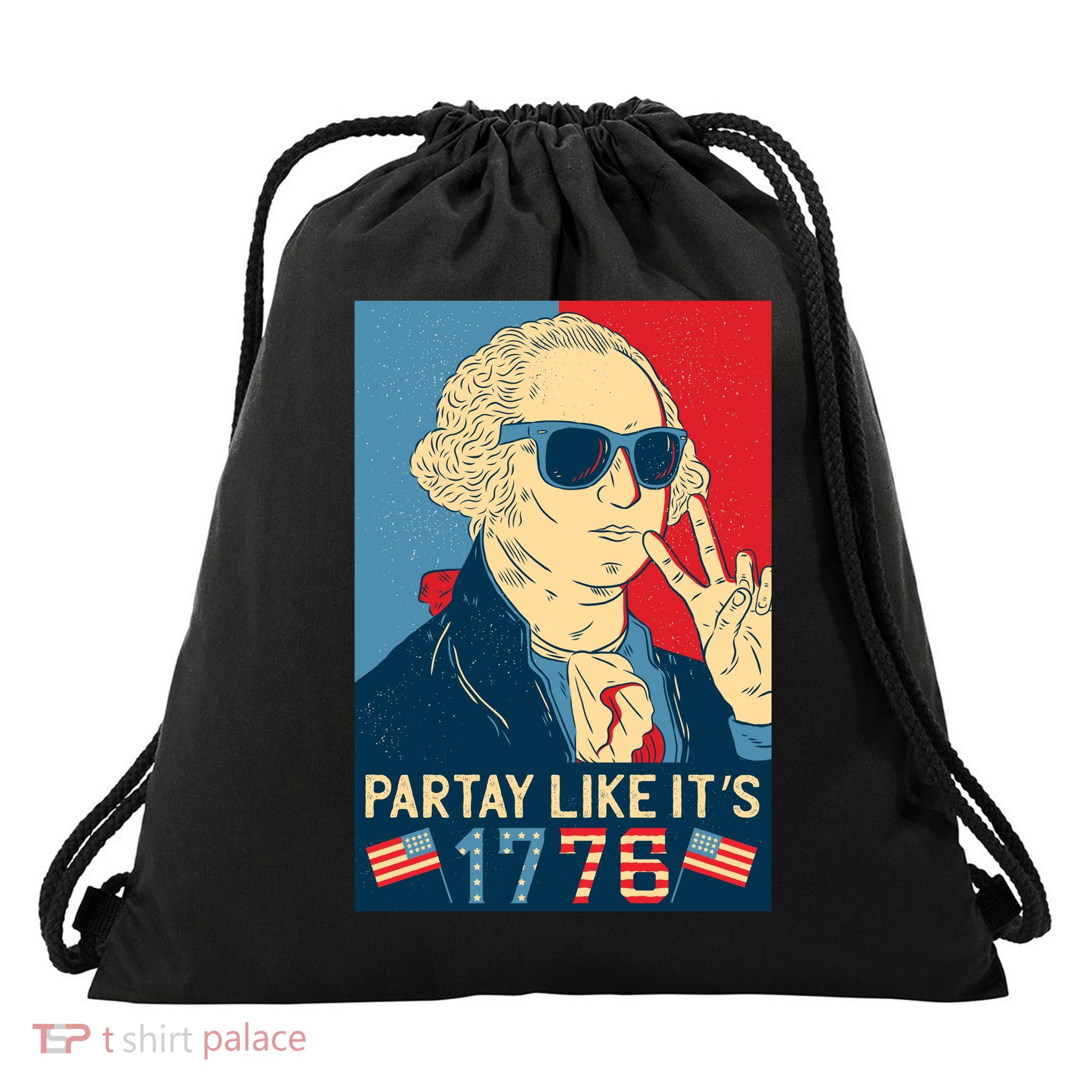 George Washington Party Like Its 1776 Drawstring Bag