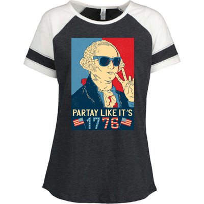 George Washington Party Like Its 1776 Enza Ladies Jersey Colorblock Tee