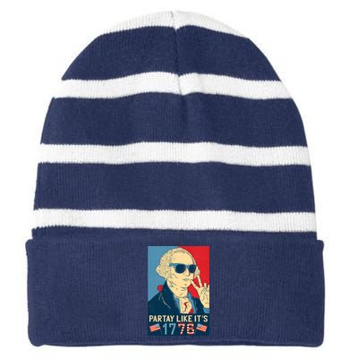 George Washington Party Like Its 1776 Striped Beanie with Solid Band