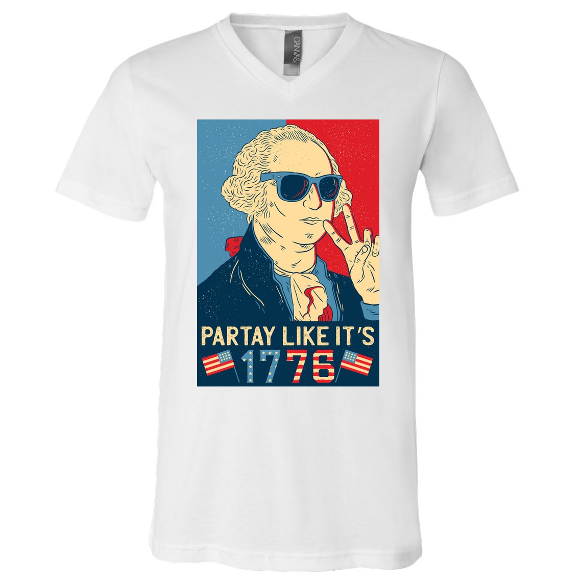 George Washington Party Like Its 1776 V-Neck T-Shirt