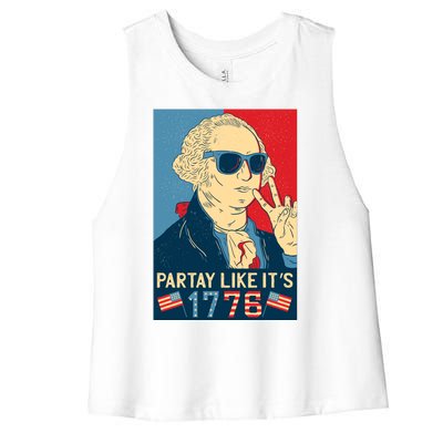 George Washington Party Like Its 1776 Women's Racerback Cropped Tank