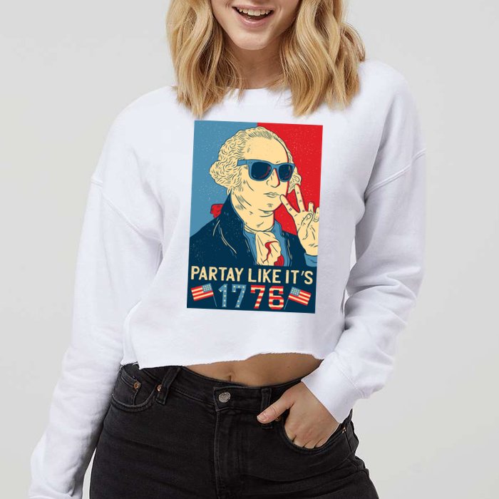 George Washington Party Like Its 1776 Cropped Pullover Crew