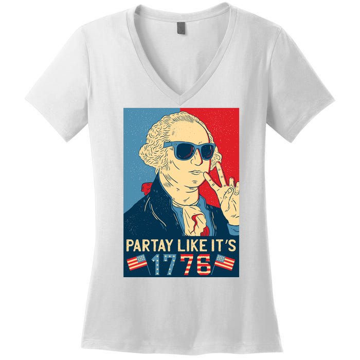 George Washington Party Like Its 1776 Women's V-Neck T-Shirt