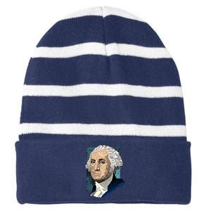 George Washington Portrait Striped Beanie with Solid Band