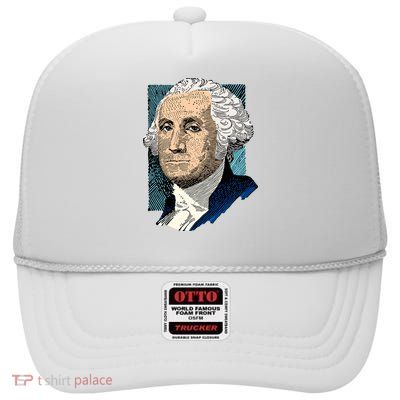 George Washington Portrait High Crown Mesh Back Trucker Hat