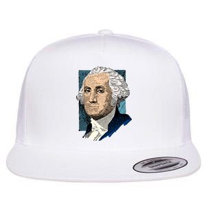 George Washington Portrait Flat Bill Trucker Hat