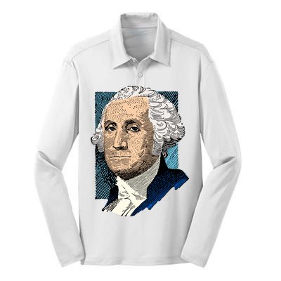 George Washington Portrait Silk Touch Performance Long Sleeve Polo