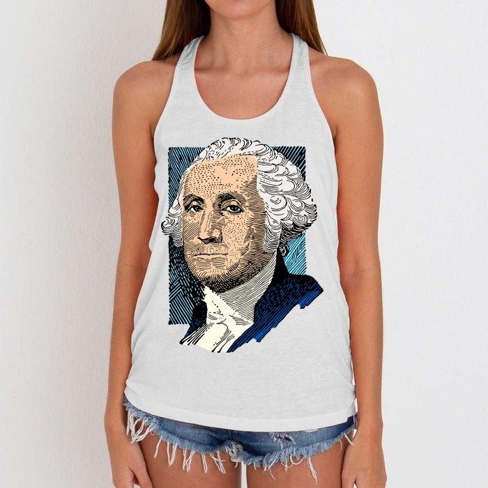 George Washington Portrait Women's Knotted Racerback Tank