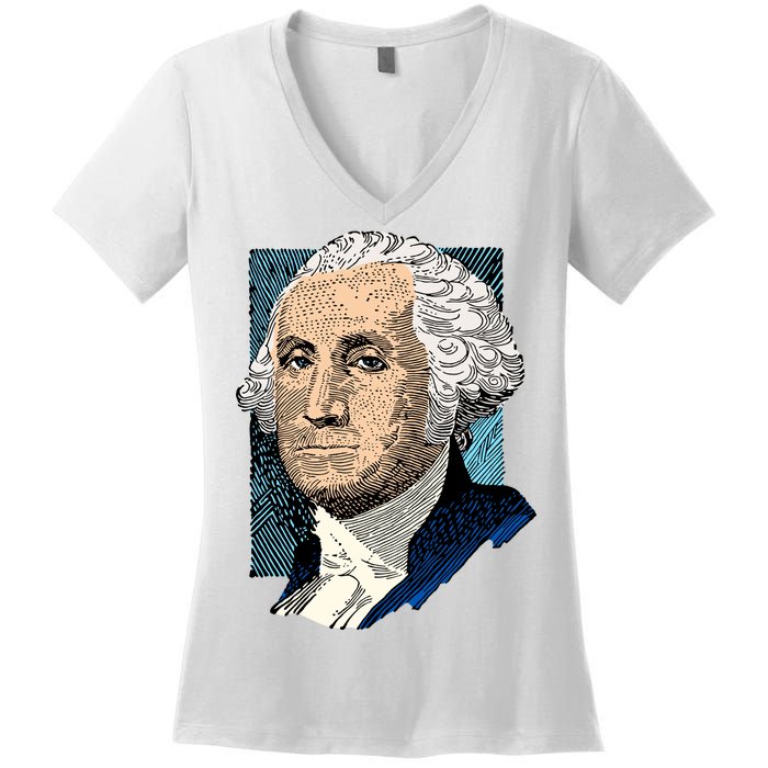 George Washington Portrait Women's V-Neck T-Shirt