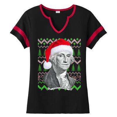 George Washington Ugly Christmas Sweater Ladies Halftime Notch Neck Tee