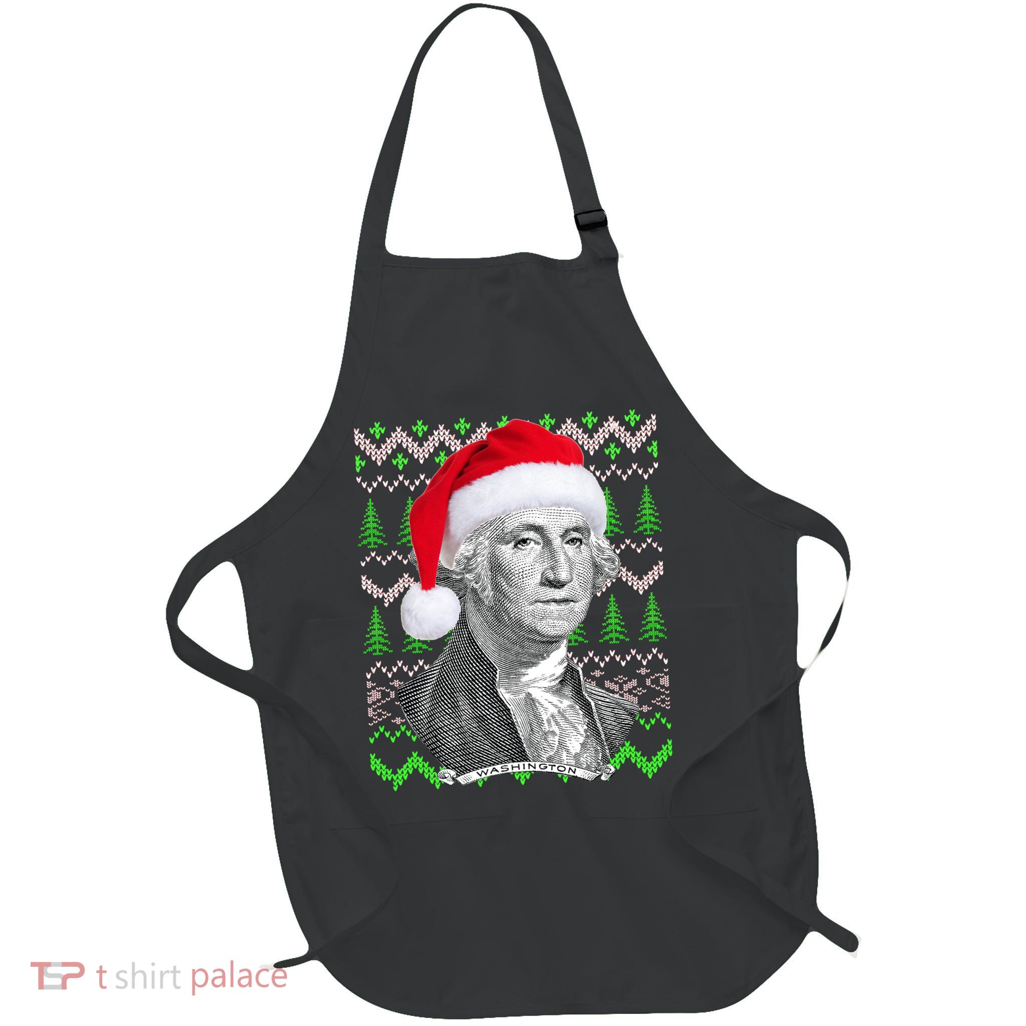 George Washington Ugly Christmas Sweater Full-Length Apron With Pockets