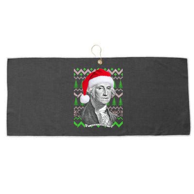 George Washington Ugly Christmas Sweater Large Microfiber Waffle Golf Towel