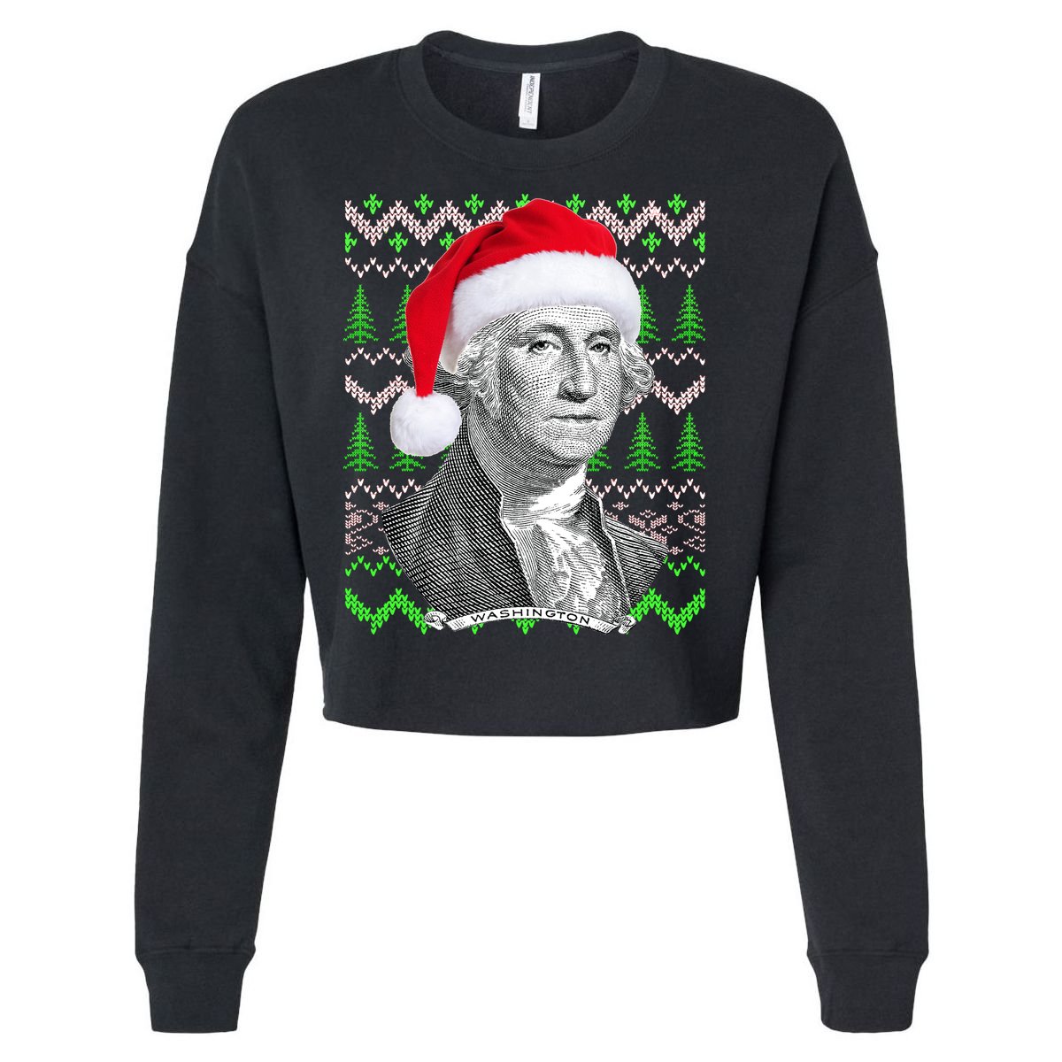 George Washington Ugly Christmas Sweater Cropped Pullover Crew