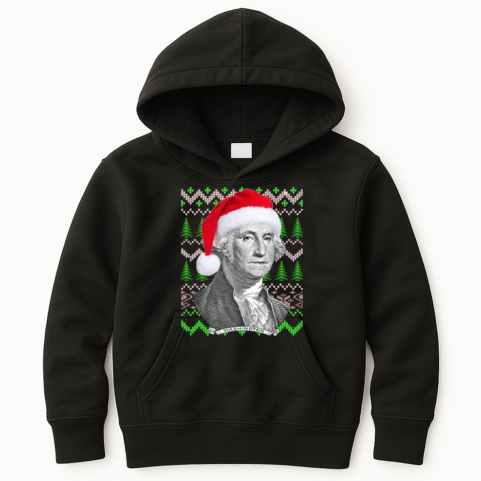 George Washington Ugly Christmas Sweater Kids Hoodie
