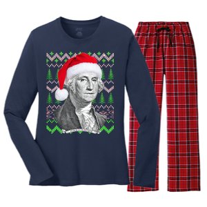 George Washington Ugly Christmas Sweater Women's Long Sleeve Flannel Pajama Set 