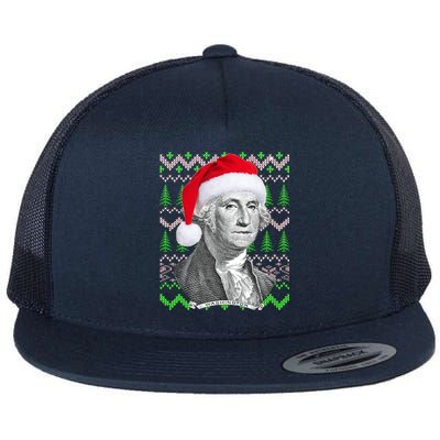 George Washington Ugly Christmas Sweater Flat Bill Trucker Hat