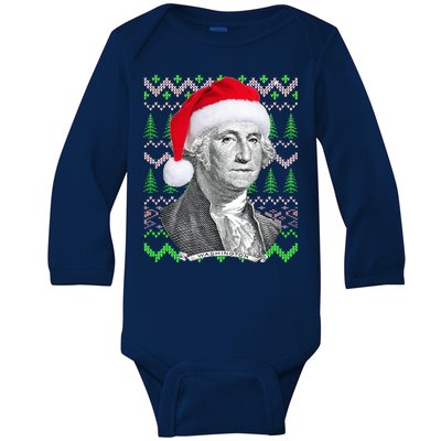 George Washington Ugly Christmas Sweater Baby Long Sleeve Bodysuit