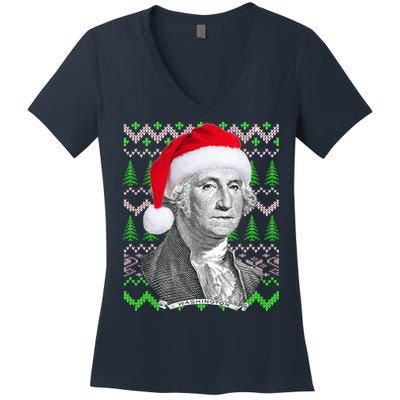 George Washington Ugly Christmas Sweater Women's V-Neck T-Shirt