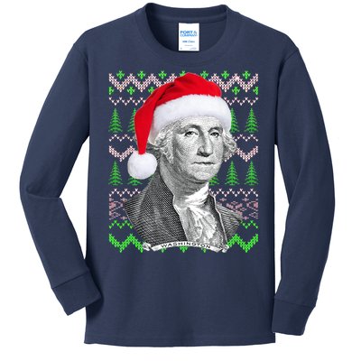 George Washington Ugly Christmas Sweater Kids Long Sleeve Shirt